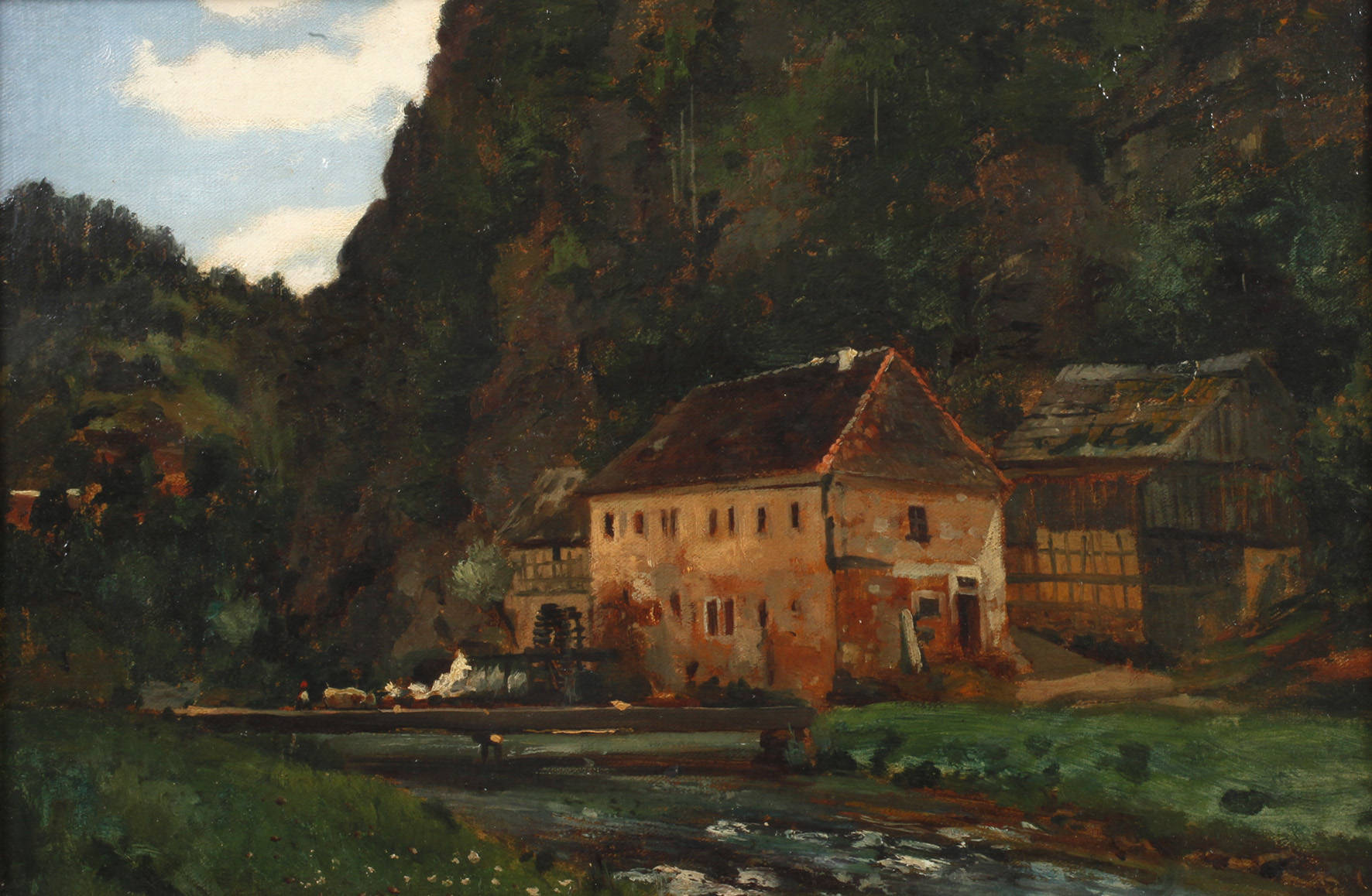 August Fricke der Ältere, attr., Mühle am Fluss