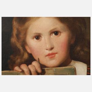 H. Olivier, Mädchen mit Schiefertafel