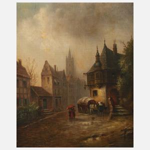 Fritz Reiss, attr., Altstadt im Regen