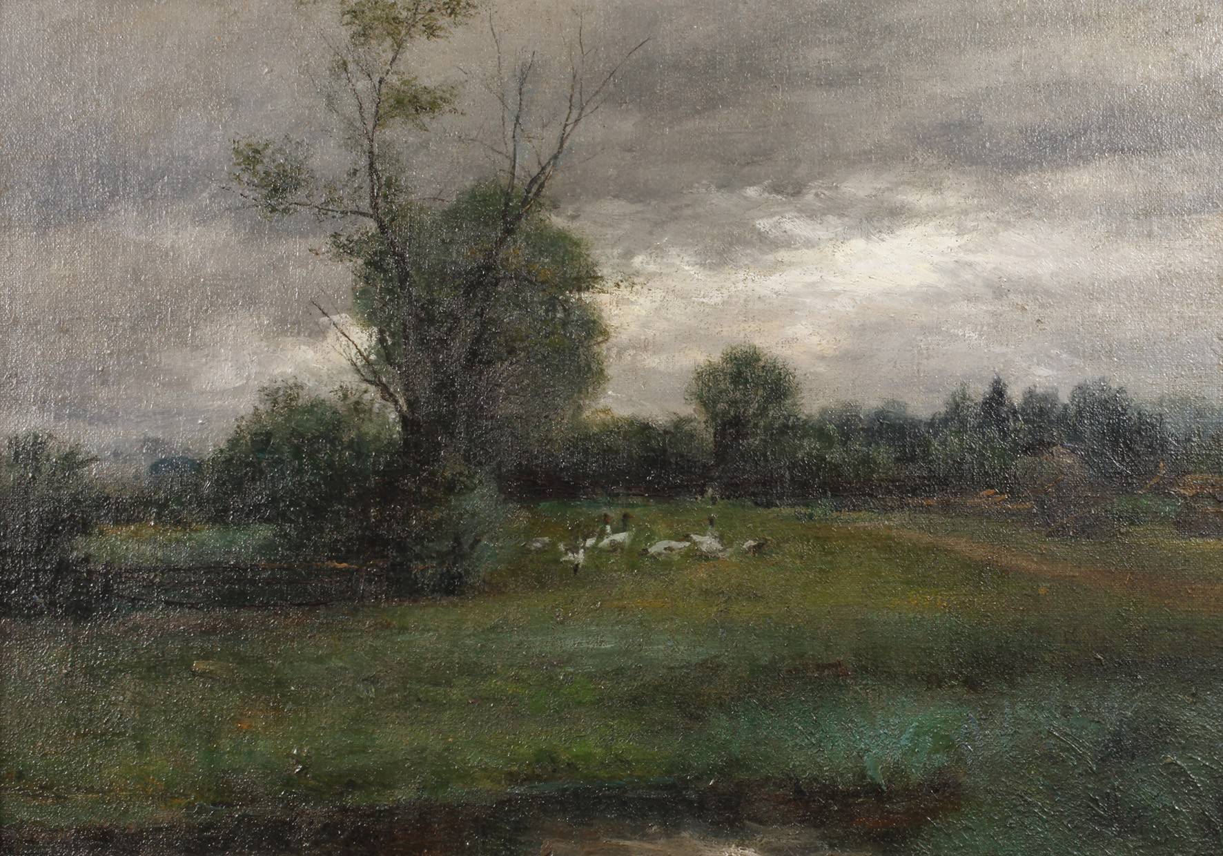 Prof. Josef Wenglein, attr., Landschaft mit Gänsen