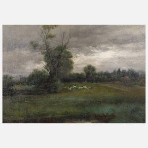 Prof. Josef Wenglein, attr., Landschaft mit Gänsen