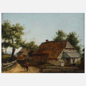 Wanderer auf der Dorfstraße