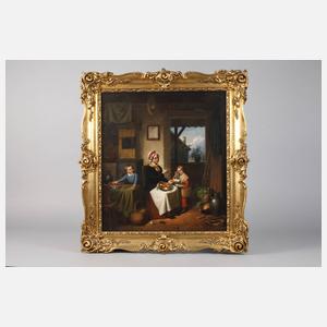 Marie Leonhardi, Mutter mit Kindern im Kücheninterieur