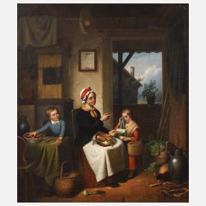 Marie Leonhardi, Mutter mit Kindern im Kücheninterieur