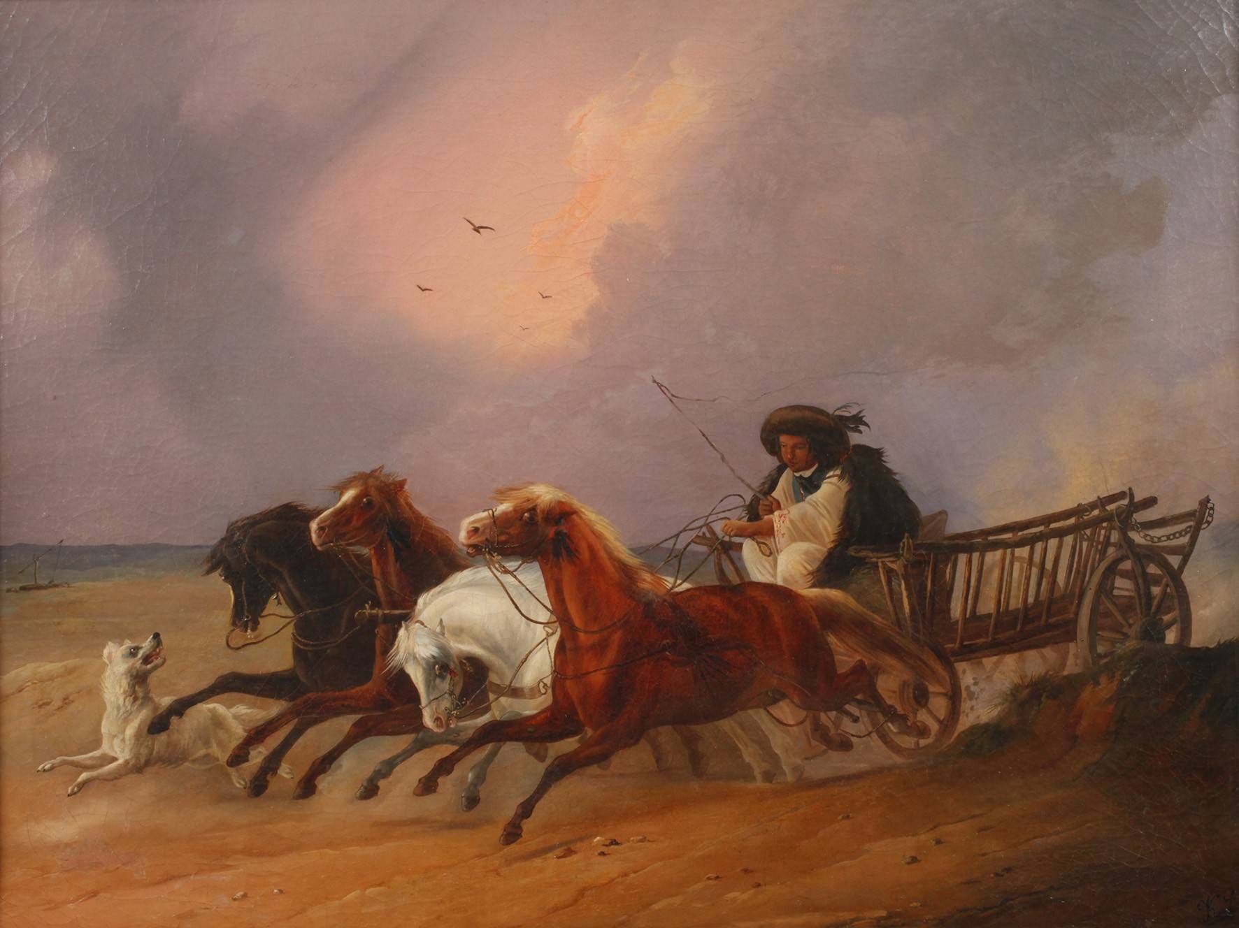 Pferdegespann in Pusztalandschaft