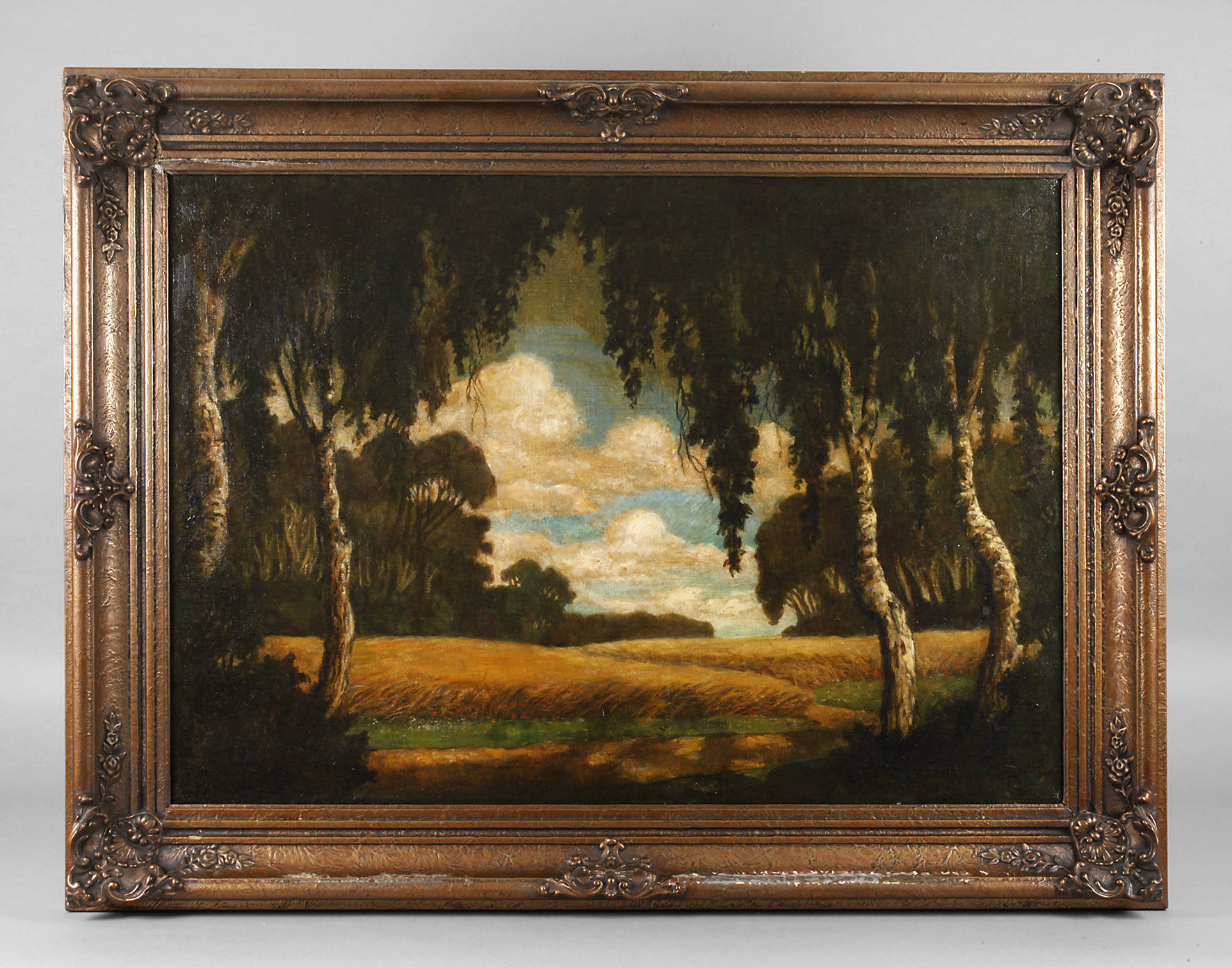 Karl Albrecht Buschbaum, Erntelandschaft mit Birken