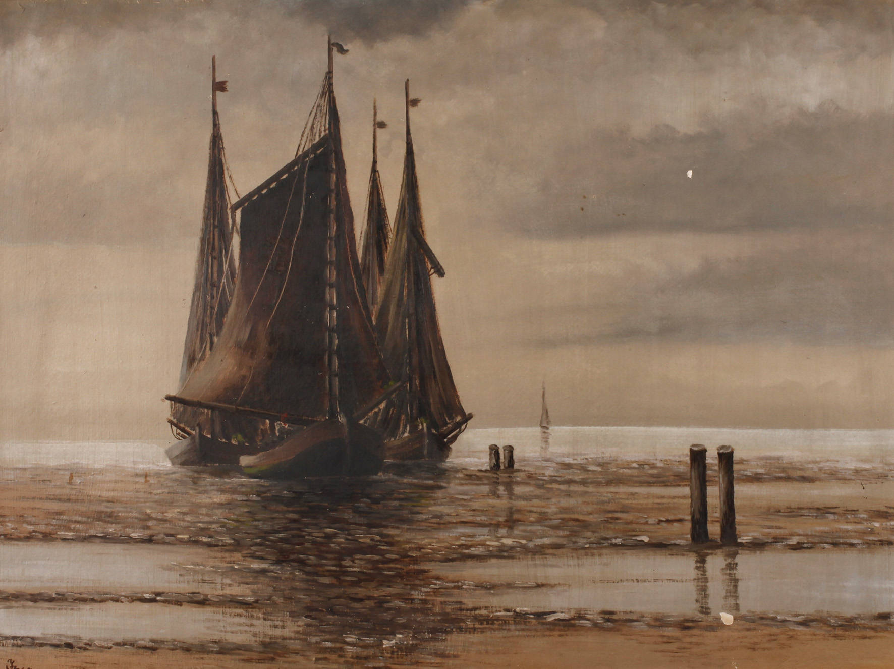 J. Mühle, Fischerboote am Strand