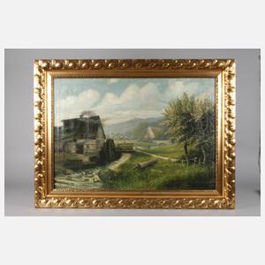 Prof. Heinrich Otto, attr., Schmiede in Frühlingslandschaft