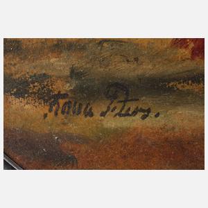 Anna Peters, Ovales Stillleben mit Nelken