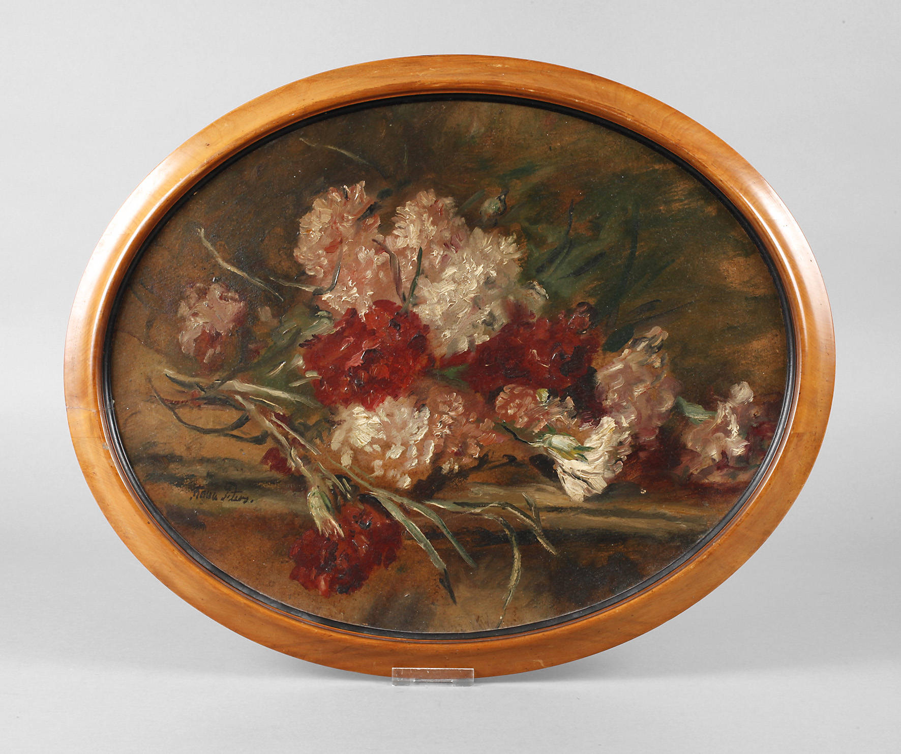 Anna Peters, Ovales Stillleben mit Nelken