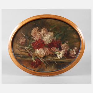 Anna Peters, Ovales Stillleben mit Nelken