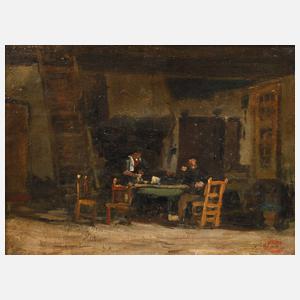 Geo Poggenbeek, attr., Dörfliche Stube mit Kamin