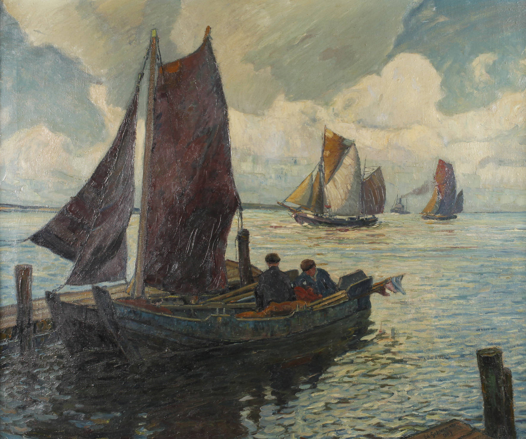 Eduard Schloemann, Fischer im Kahn