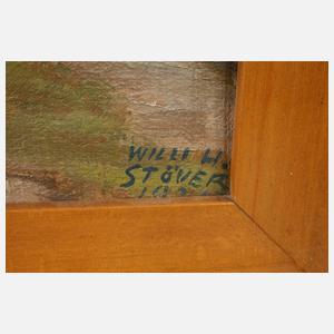 Willi Stöver, Weite Sommerlandschaft mit Windmühle