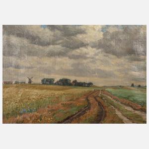 Willi Stöver, Weite Sommerlandschaft mit Windmühle