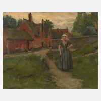 Bäuerin vor niederländischem Dorfidyll111