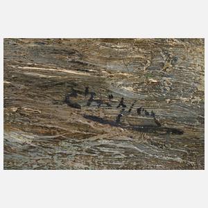 Stadt am Fluss mit Dampfschiff