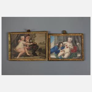 Zehn Elfenbeinminiaturen Erotika