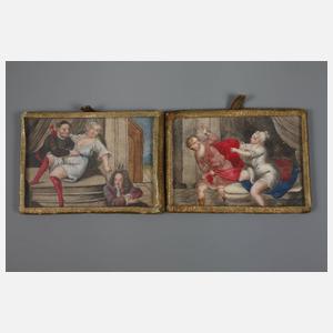 Zehn Elfenbeinminiaturen Erotika