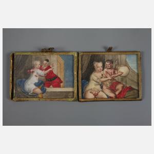 Zehn Elfenbeinminiaturen Erotika