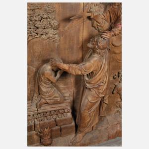 Große Reliefschnitzerei Opferung Isaaks