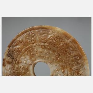 Jade Bi Disc mit Chi Long-Drachen