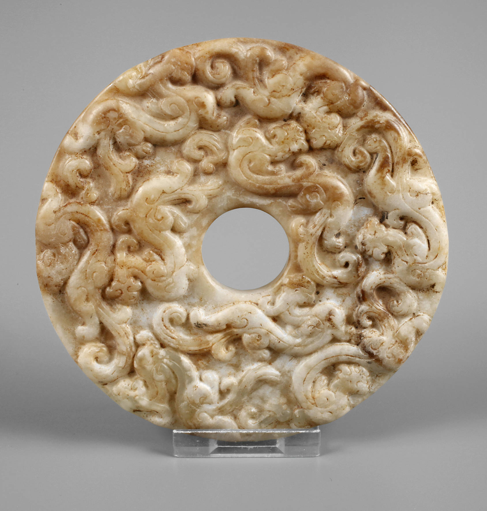 Jade Bi Disc mit Chi Long-Drachen
