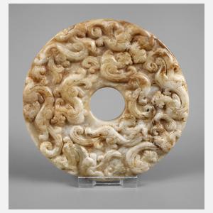 Jade Bi Disc mit Chi Long-Drachen