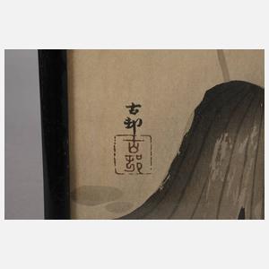 Kolorierte Tuschezeichnung