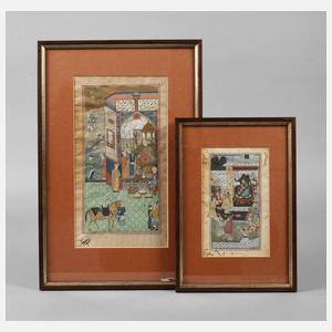 Zwei persische Miniaturmalereien