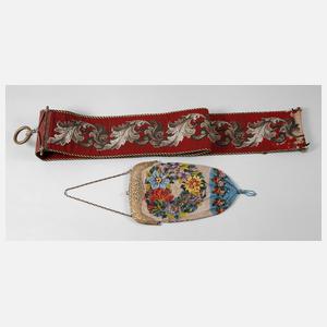 Handtasche und Klingelzug Perlstickerei