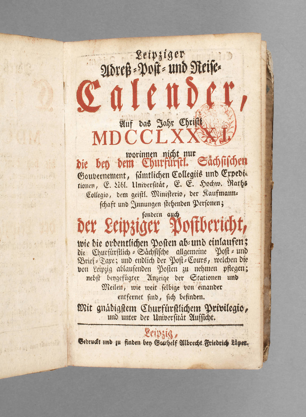 Adresskalender Leipzig 1781