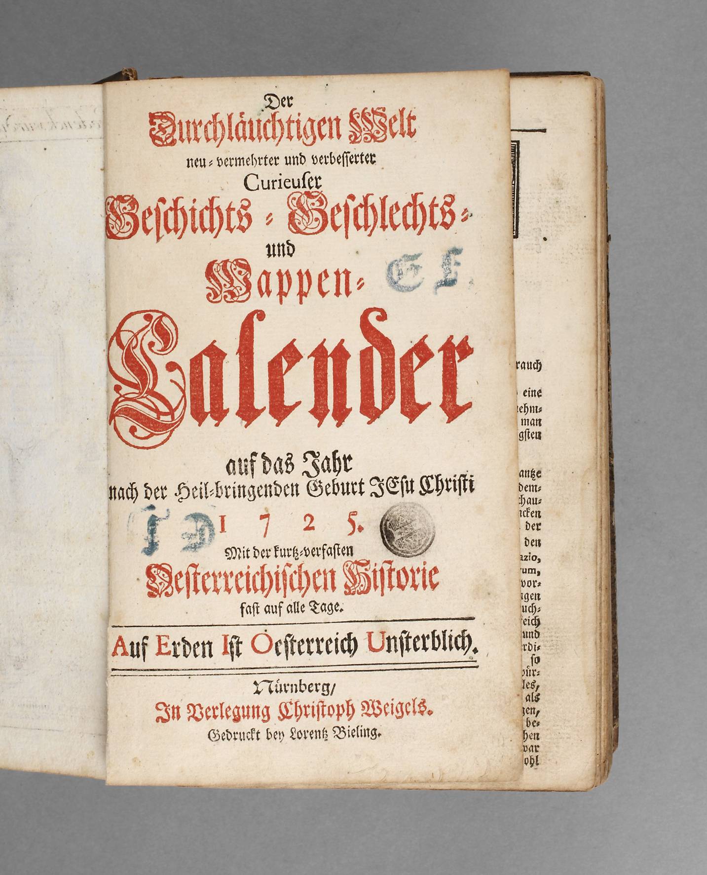 Geschlechts- und Wappenkalender 1725