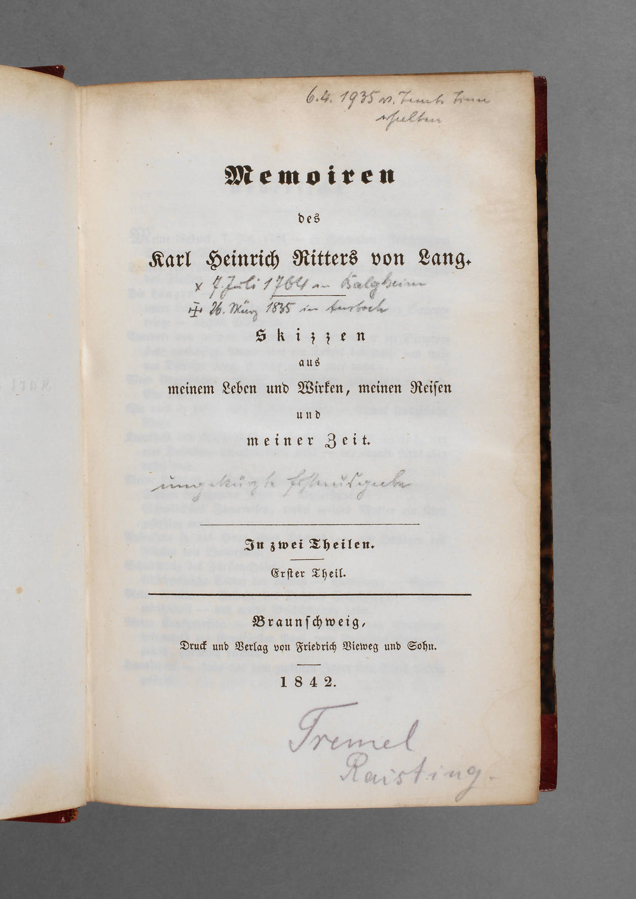 Memoiren des Karl Heinrich Ritters von Lang