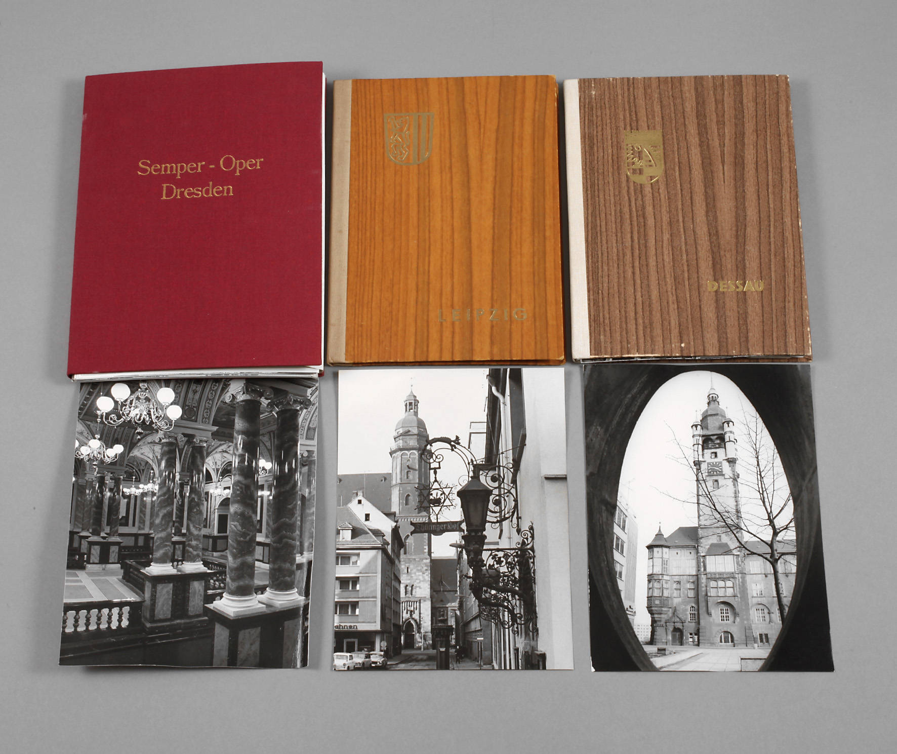 Drei Fotomappen DDR Leipzig/Dresden/Dessau