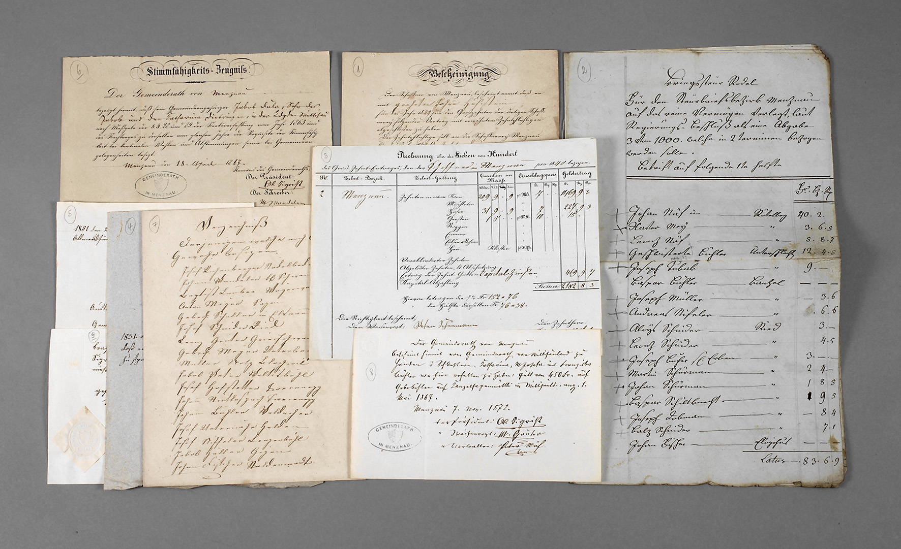 Konvolut historische Dokumente Menznau (Schweiz)