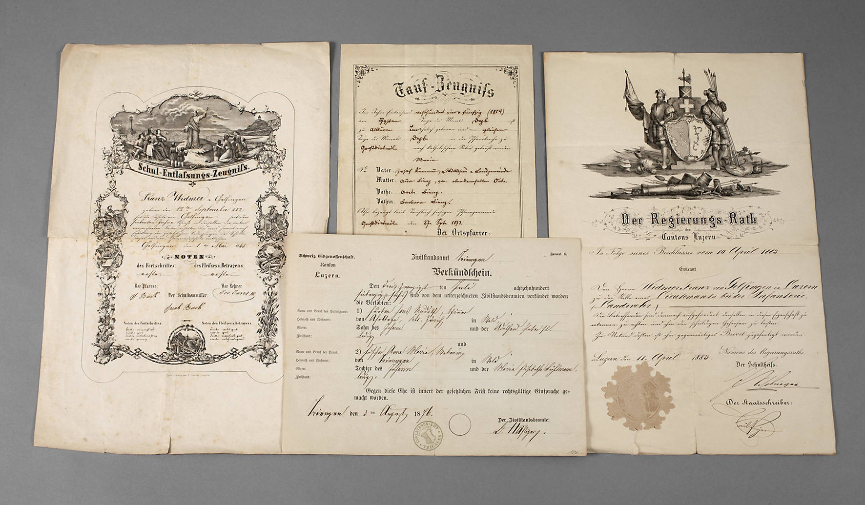Konvolut historische Dokumente Luzern