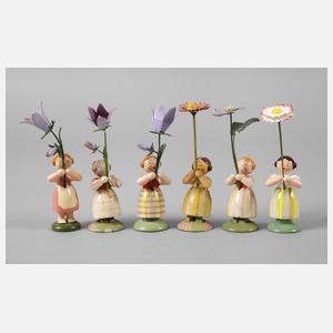 Sechs Blumenkinder Erzgebirge