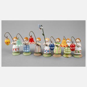 Sieben Aufstellfiguren als Osterdekoration