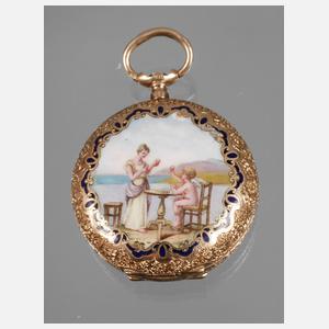 Hängeuhr Gold mit Email