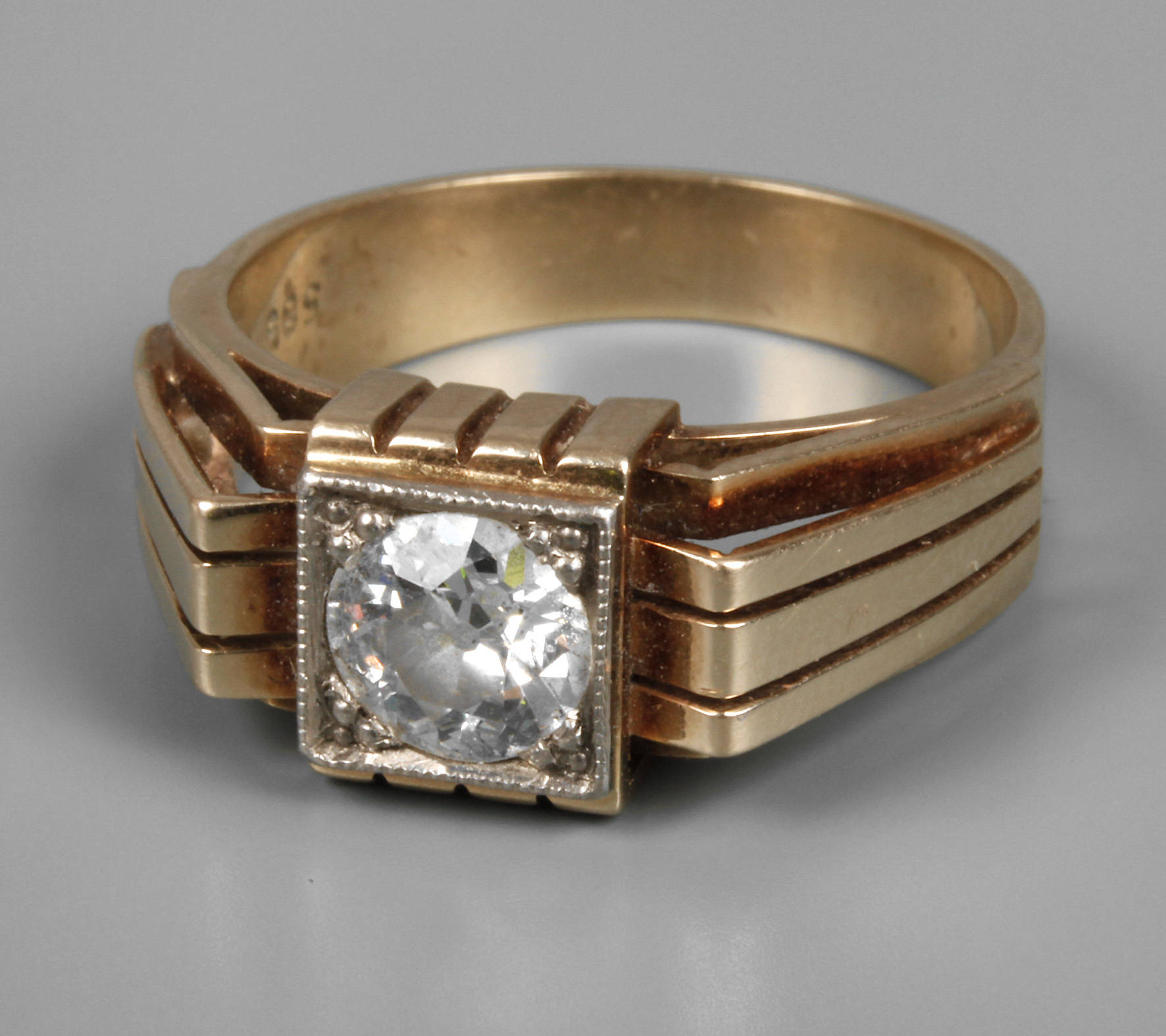 Herrenring mit Altschliffdiamant von ca. 1 ct