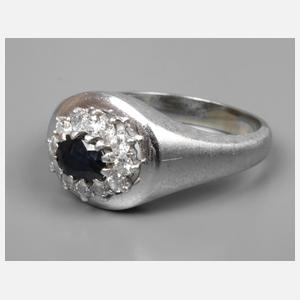 Damenring mit Saphir und Brillanten