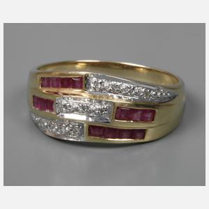 Damenring mit Rubinen und Diamanten