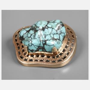 Brosche mit Türkis