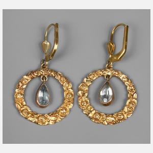 Paar Ohrhänger mit Aquamarinen