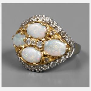 Damenring mit Edelopalen und Diamanten