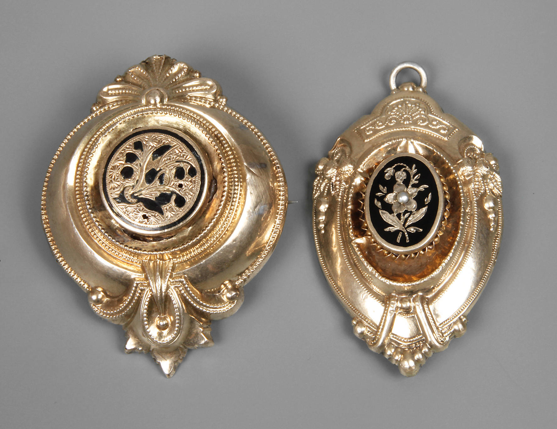 Paar Biedermeierbroschen