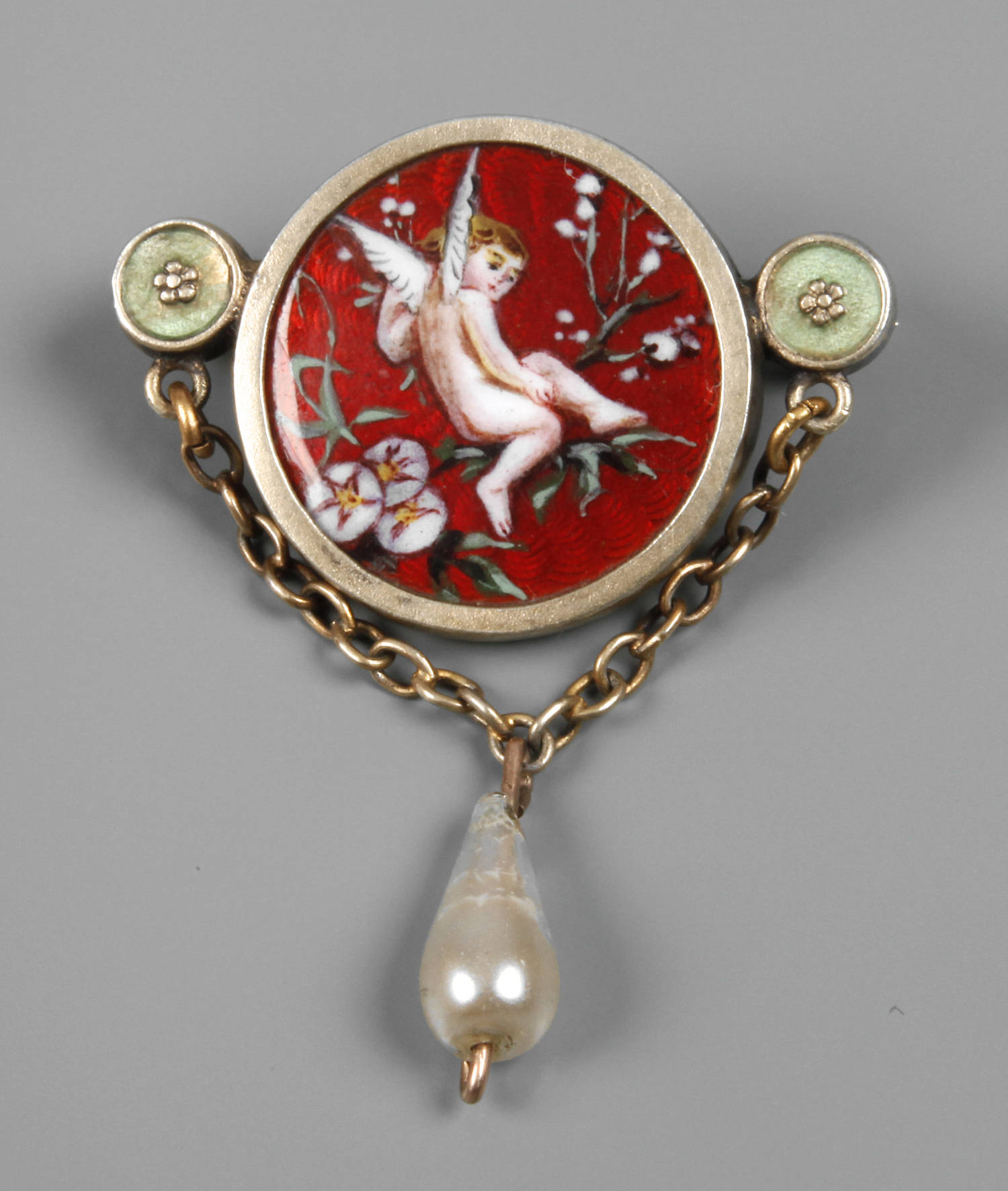 Jugendstilbrosche mit Emaillemalerei