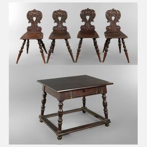 Bauerntisch und vier Stühle