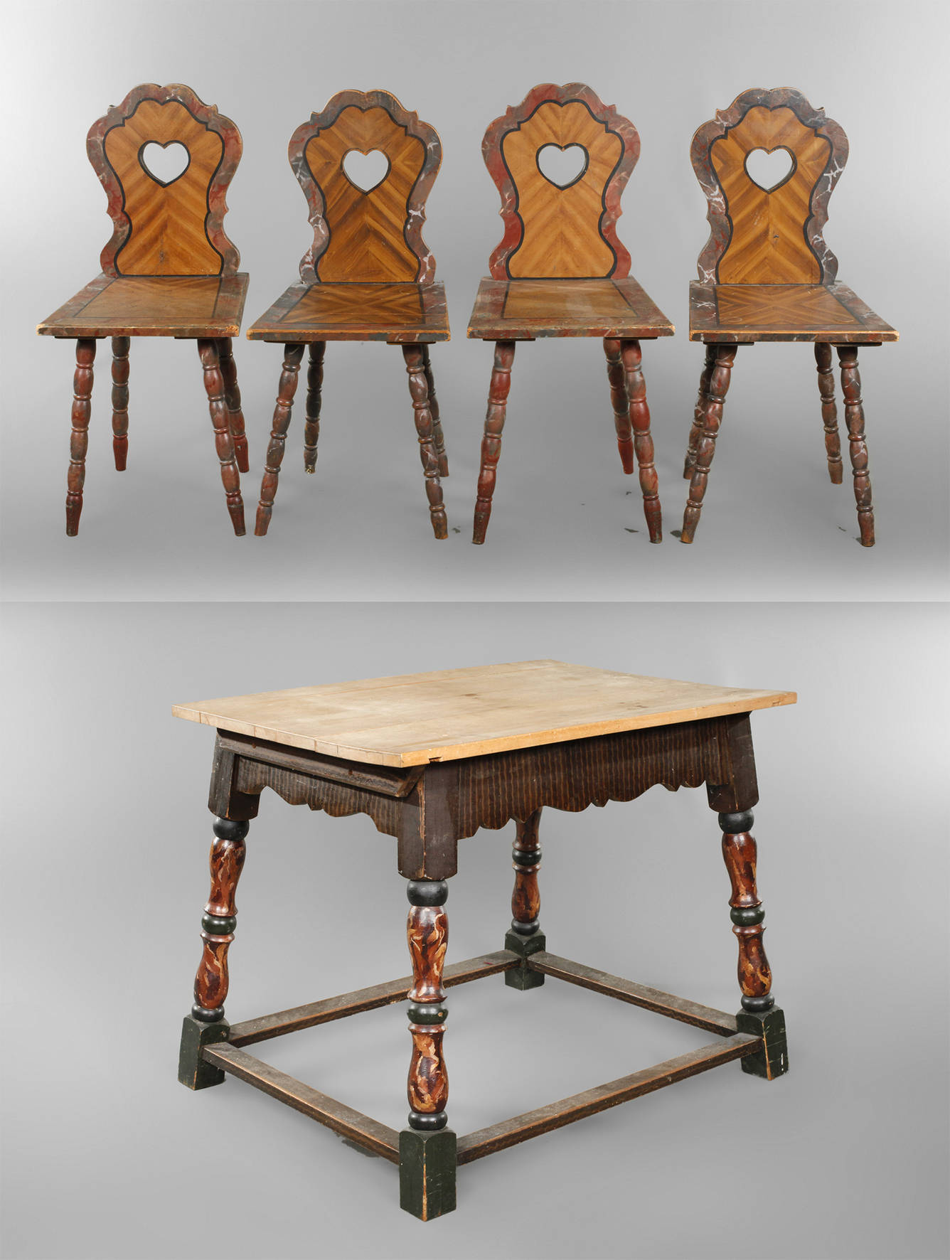 Bauerntisch und vier Stühle